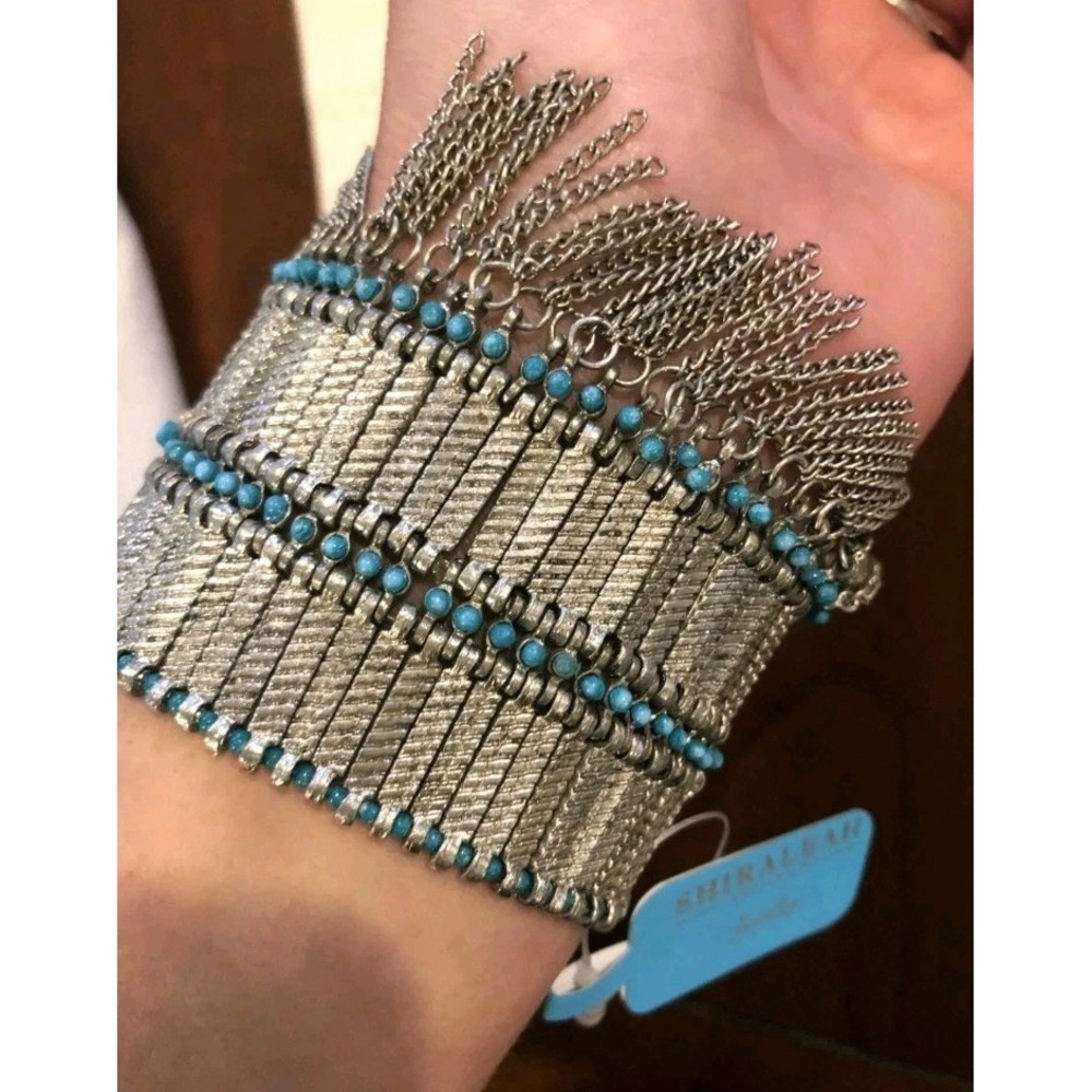 Anthropologie Shiraleah Reverie Silver & Turquoise Southwest Statement Bracelet